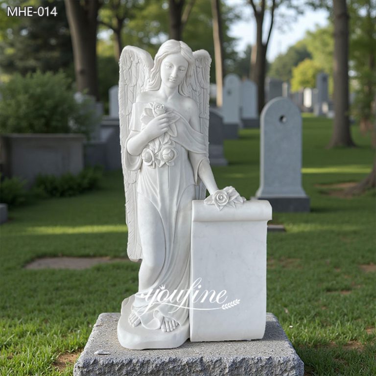 Natural Marble Standing Angel Headstone for Sale