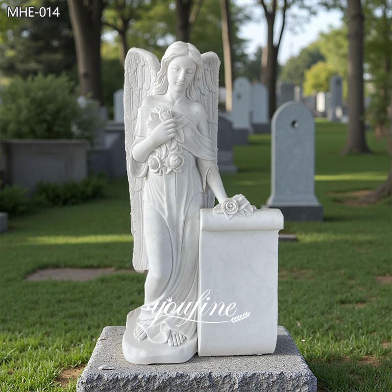 Natural Marble Standing Angel Headstone for Sale