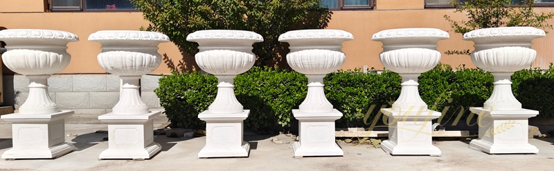 large White Marble Flower Pots for Garden