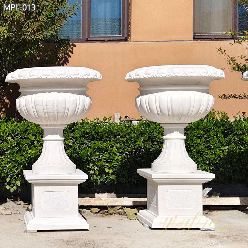 natural White Marble Flower Pots for Villas