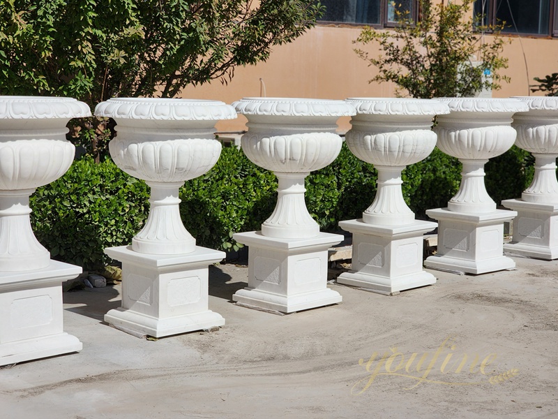large White Marble Flower Pots