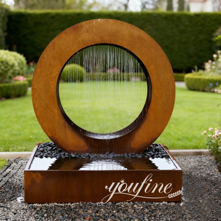 Corten Steel Ring Fountain for Garden Decor
