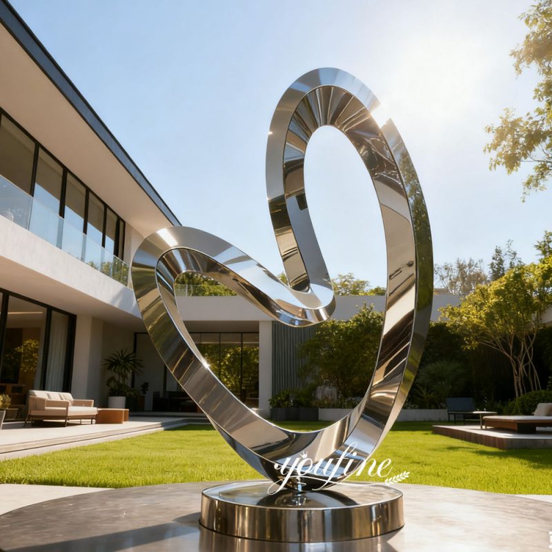 stainless steel silver abstract sculpture