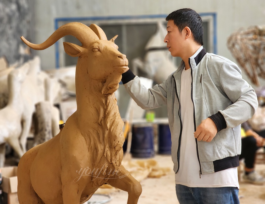 garden mountain goat statue clay model