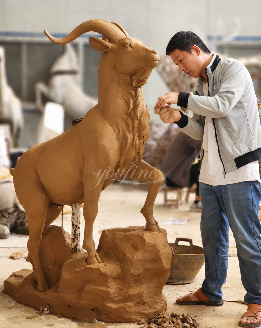 life size mountain goat statue clay model