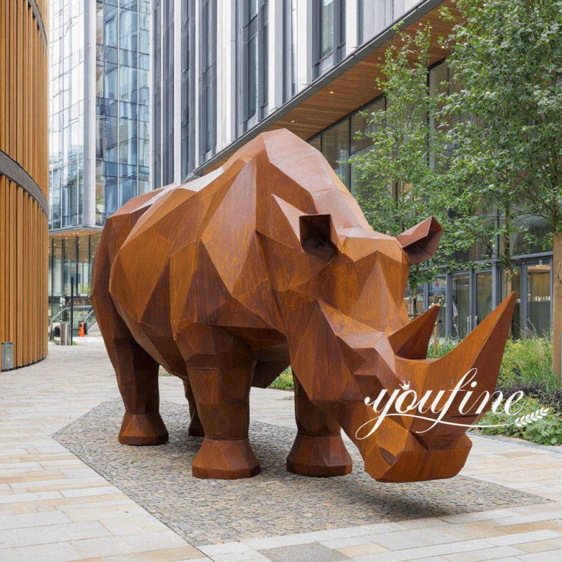 decorative metal rhino sculpture