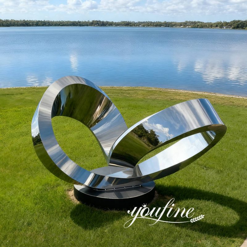 modern stainless steel outdoor sculpture