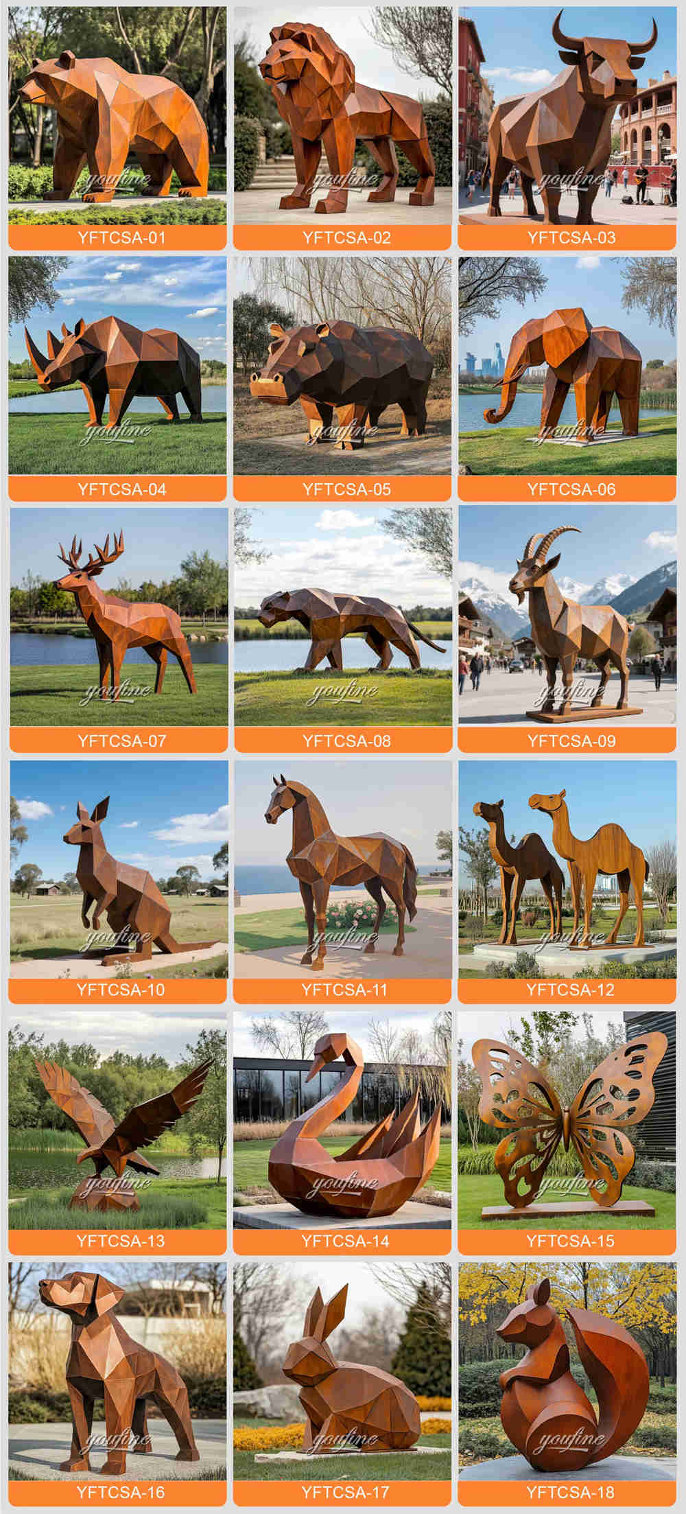 weathering steel animal sculpture