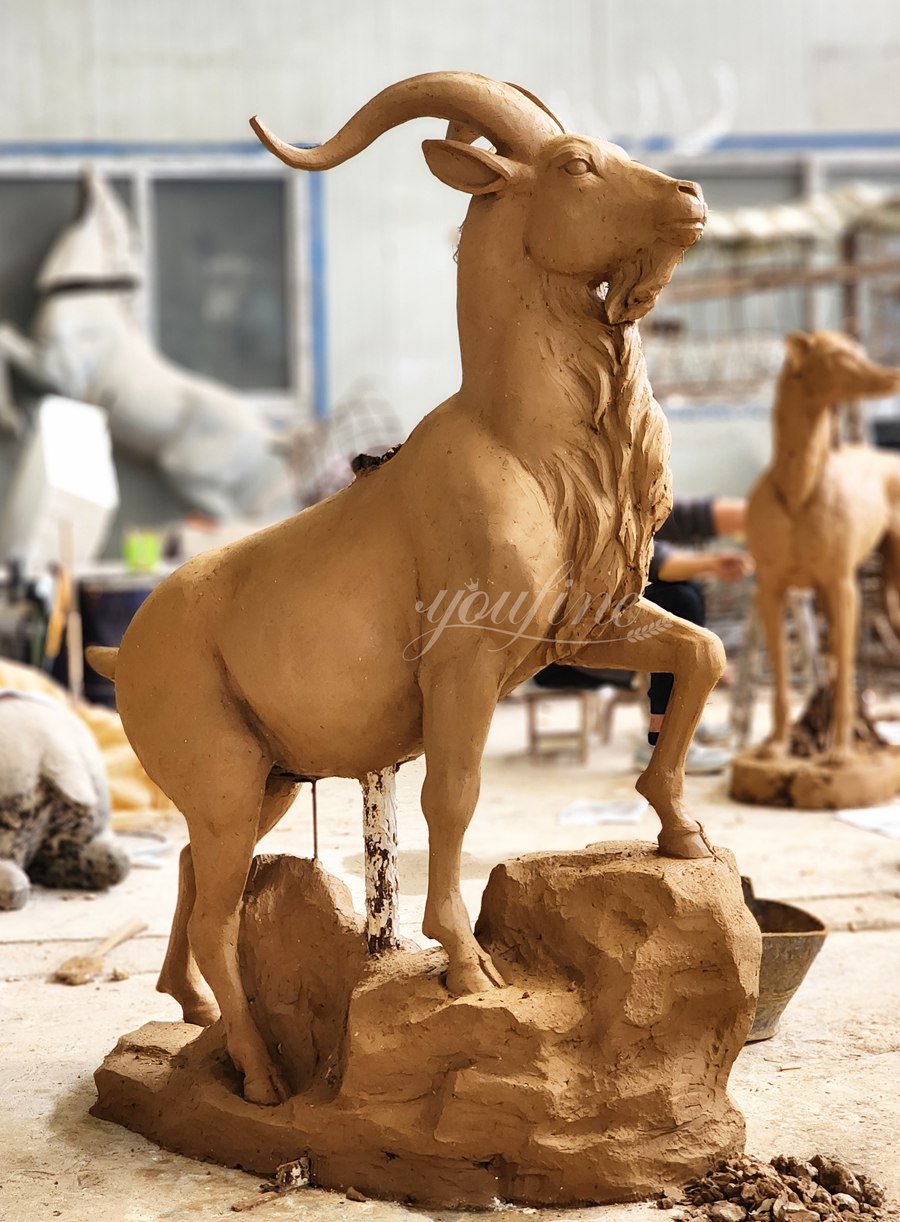 mountain goat statue clay model
