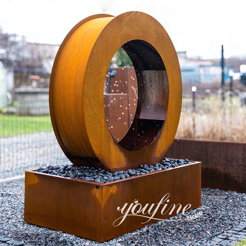 metal ring fountain sculpture