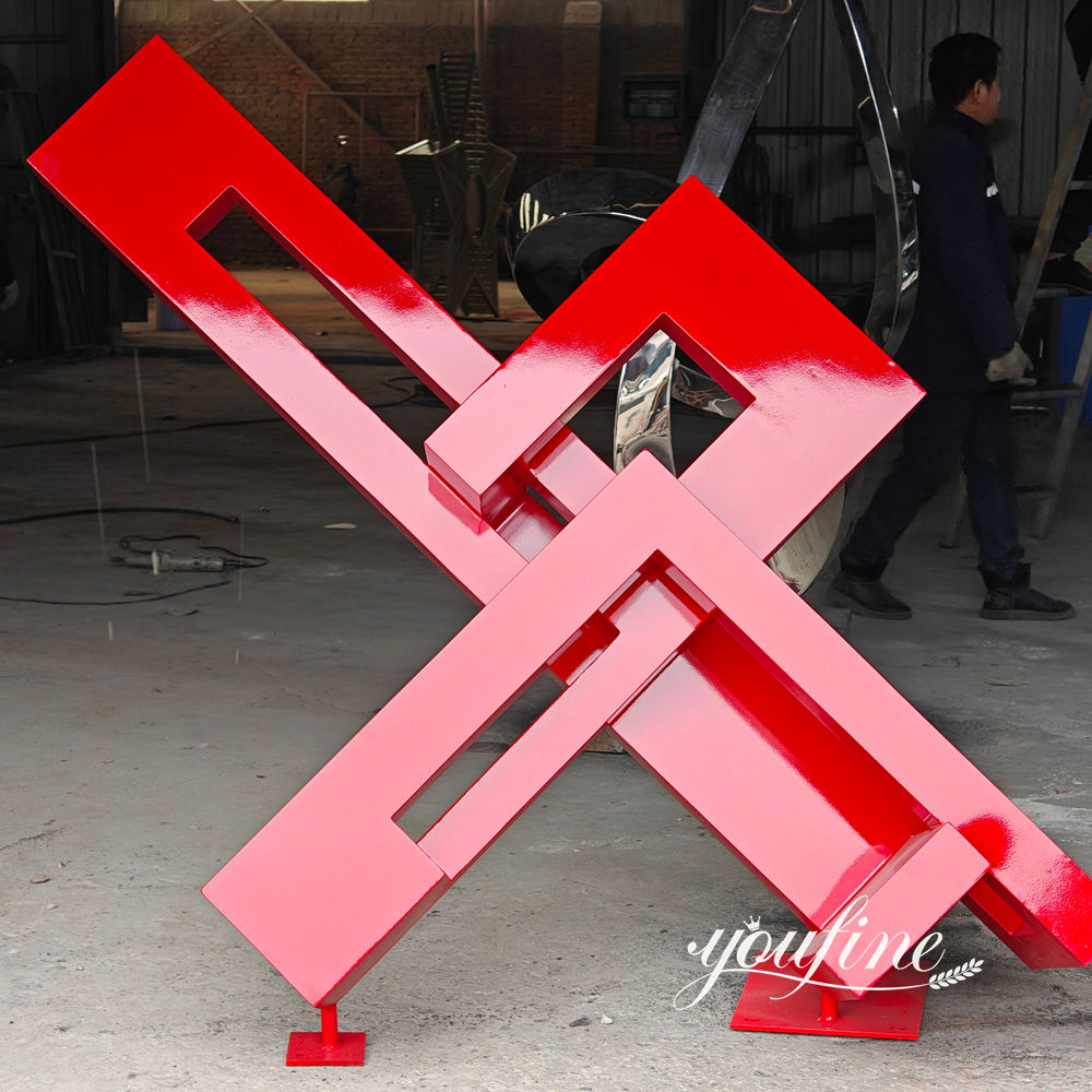 stainless steel red sculpture details