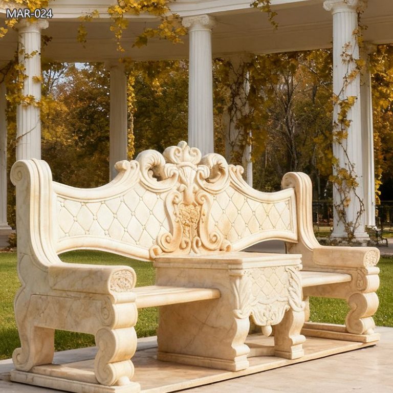 Outdoor Natural Marble Beige Bench MAR-024