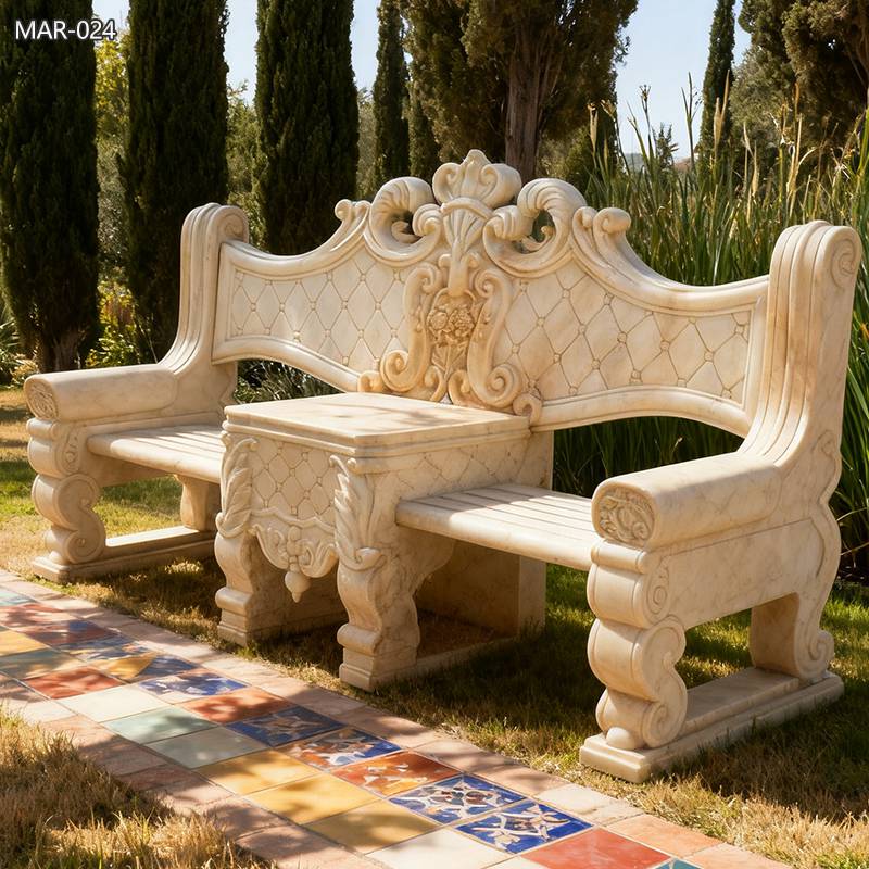 outdoor beautiful Natural Marble Beige Bench