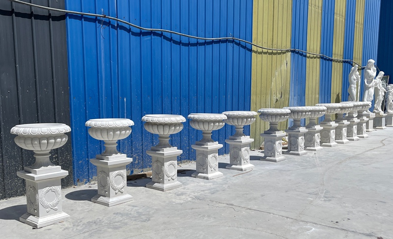 large marble white flower pot