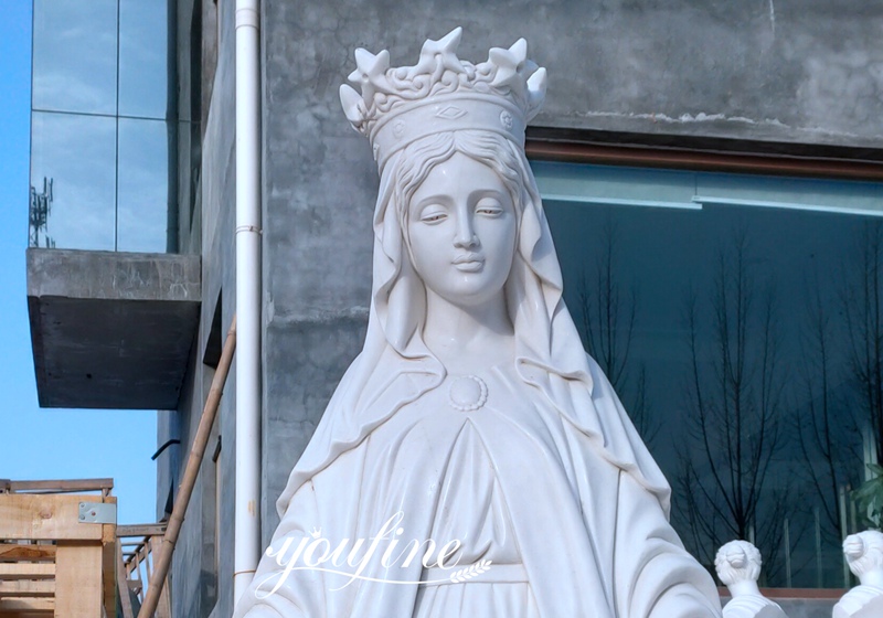  Marble Our Lady of Lourdes Statue with Crown details