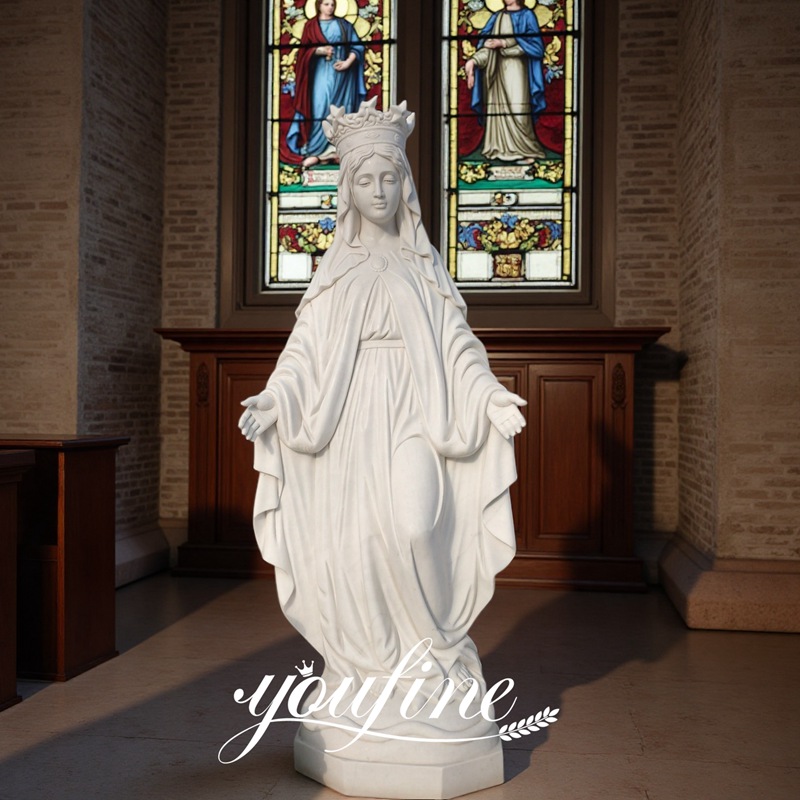 5 Feet Marble Our Lady of Lourdes Statue with Crown