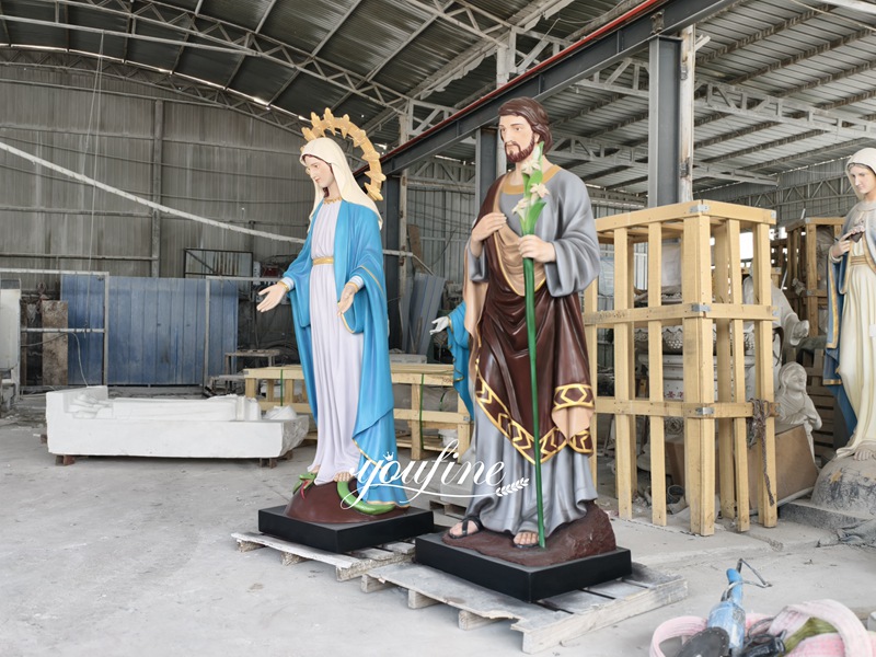 7 Feet Painted marble Mary and Joseph Statue