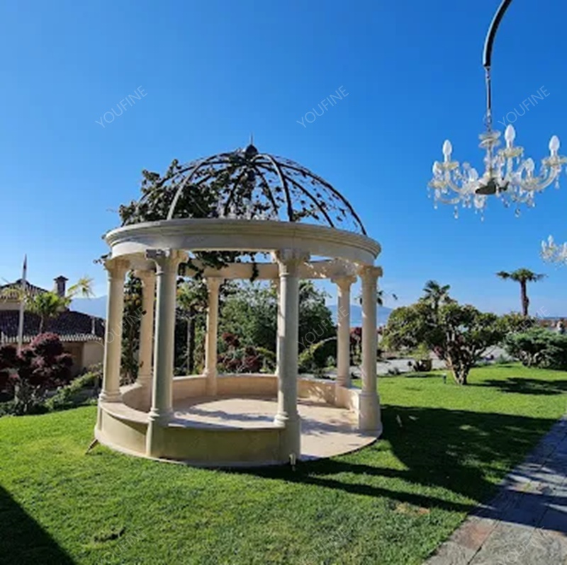 Egyptian Beige Marble Gazebo Project for a Hotel in Spain