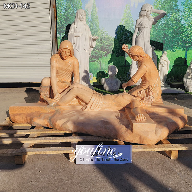 Jesus Is Nailed To The Cross Marble church Statue