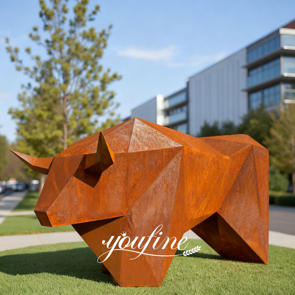 corten steel bull statue