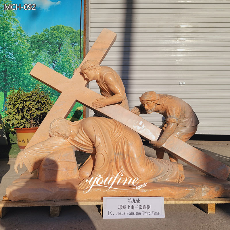 custom outdoor Jesus Falls The Third Time marble Statue