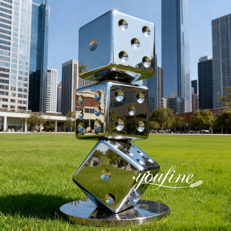 mirror polished dice sculpture