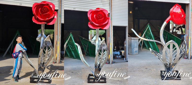 red rose sculpture