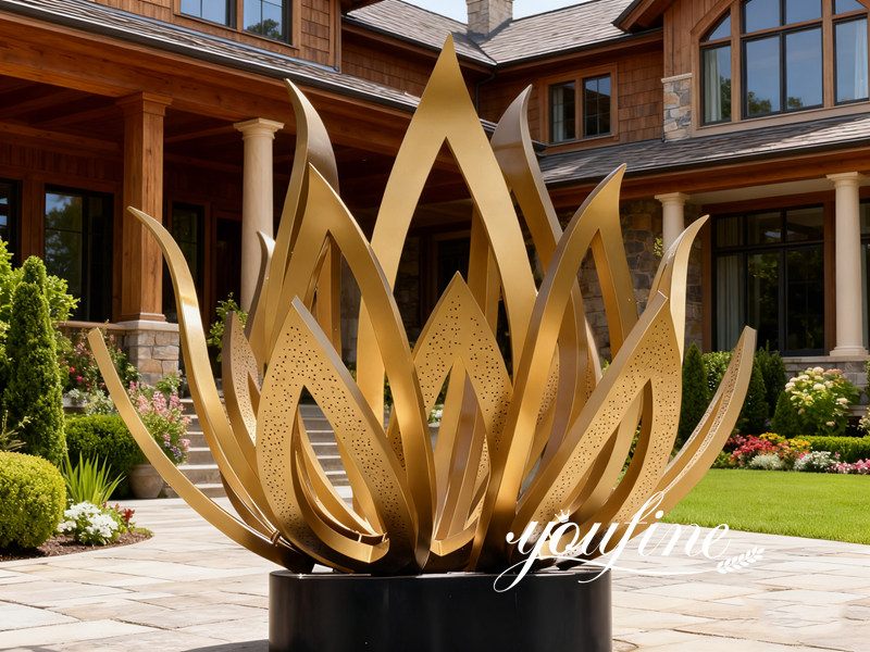 golden lotus flower sculpture