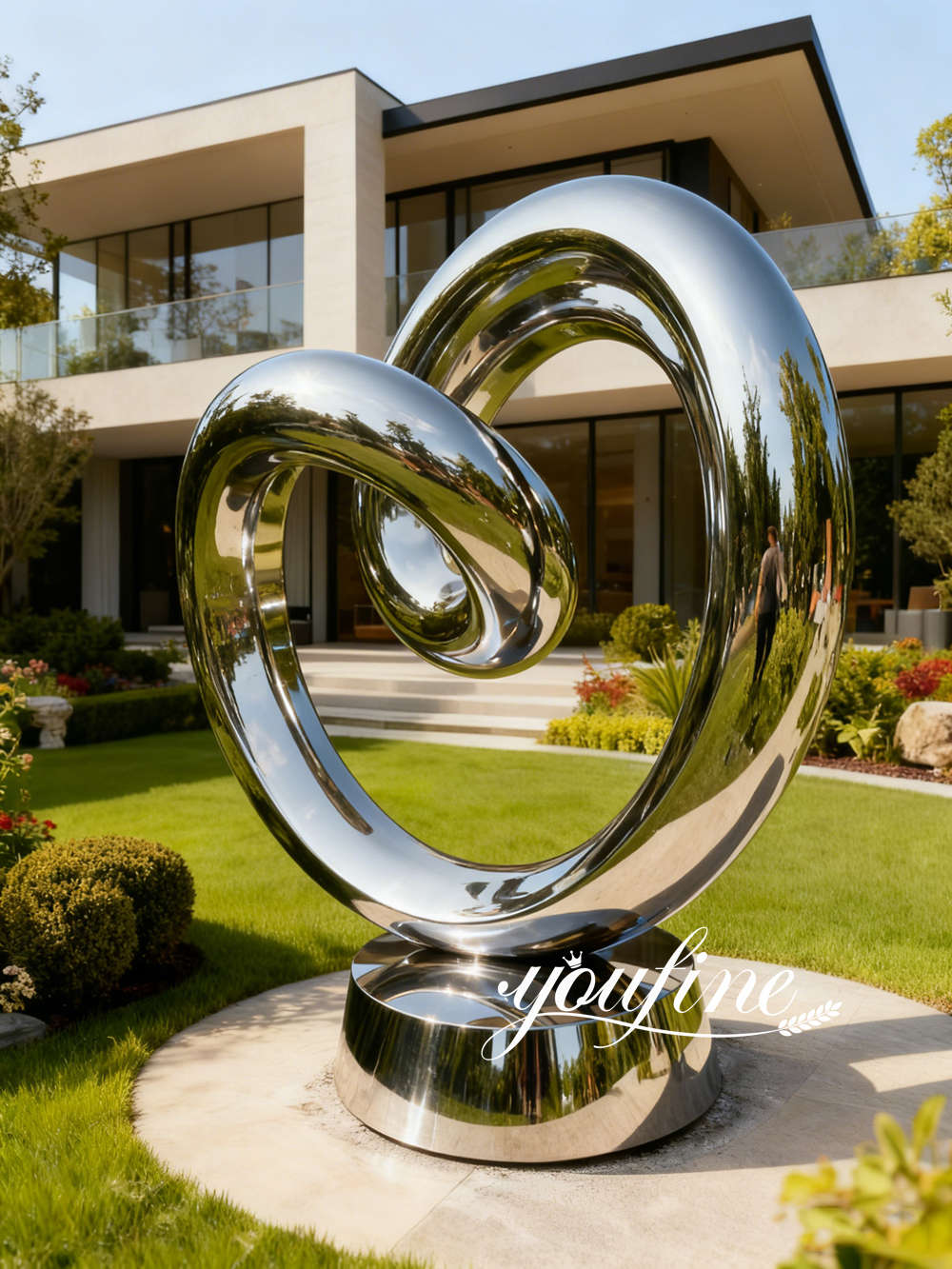 polished ring-shaped heart sculpture