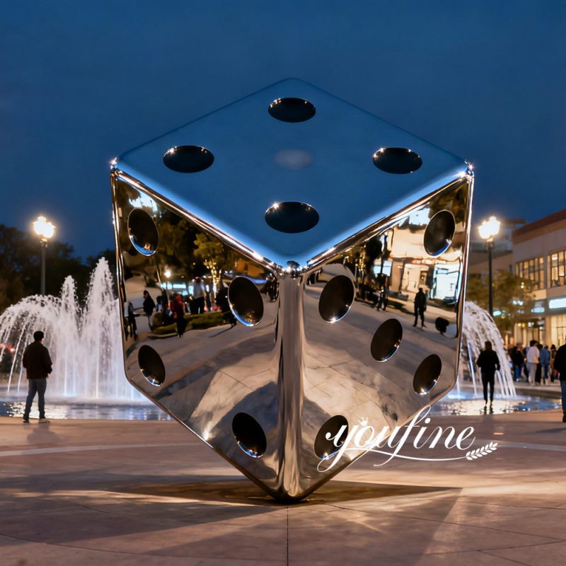 large dice sculpture for square