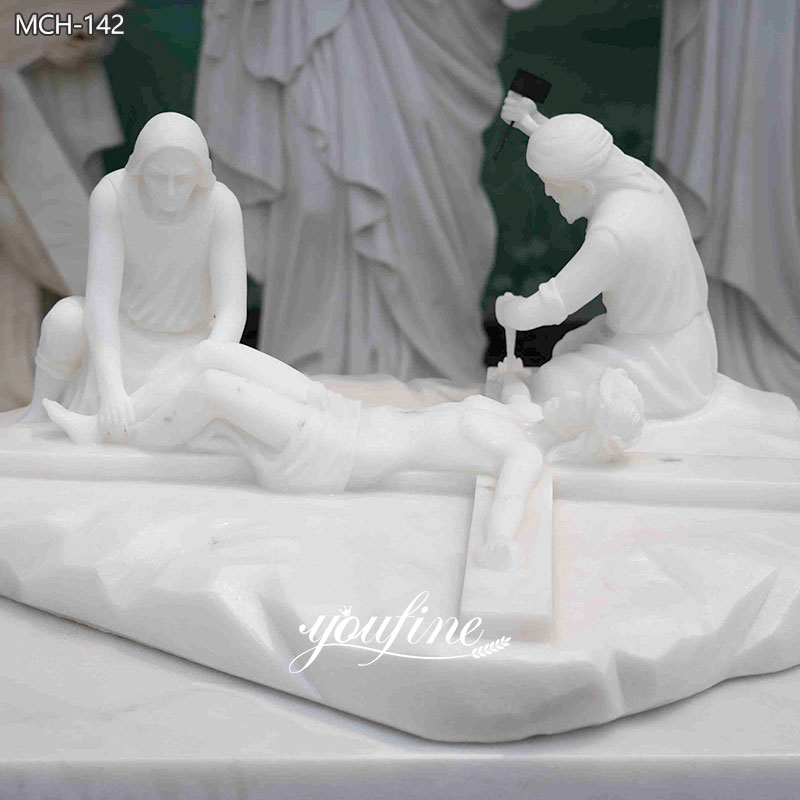 outdoor Jesus Is Nailed To The Cross Marble Statue