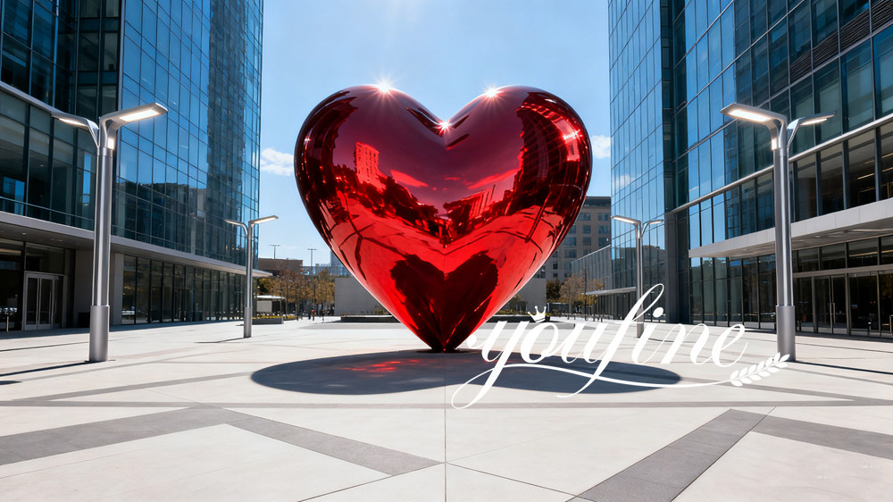 red-painted heart statue