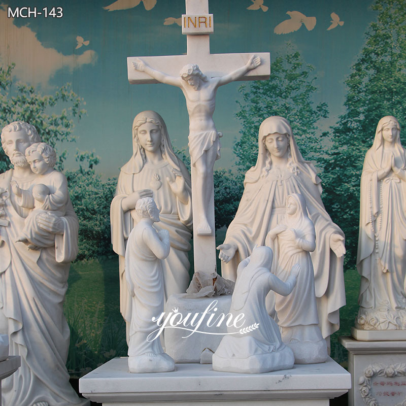 white marble Jesus Dies On The Cross Statue