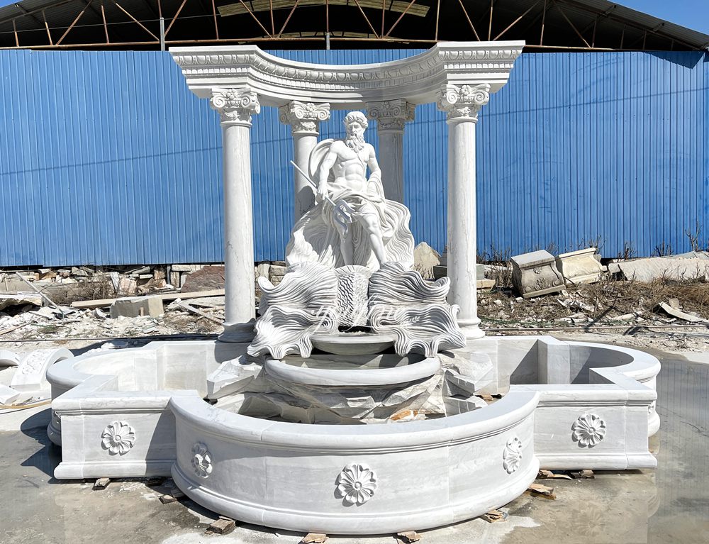 A Trevi Fountain replica with oceanus god sculpture