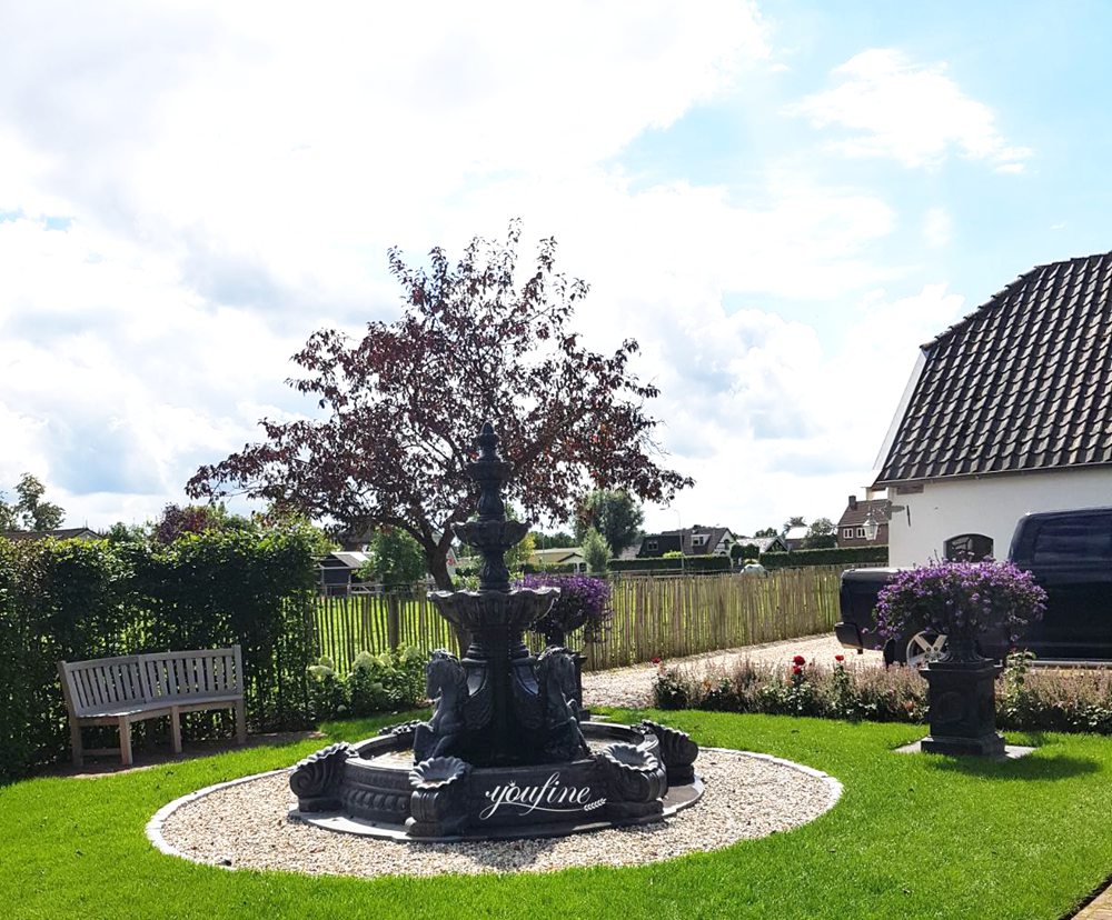 marble Black horse statue fountains on New Zealand farms (2)