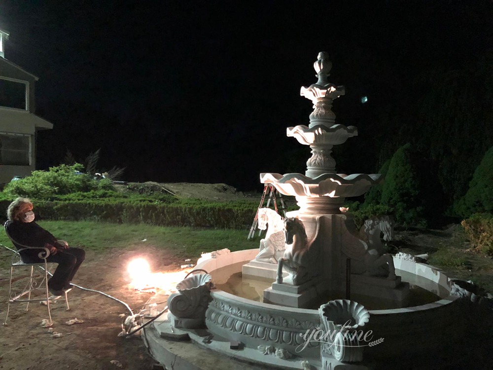 marble Horse statue fountains at American private villas