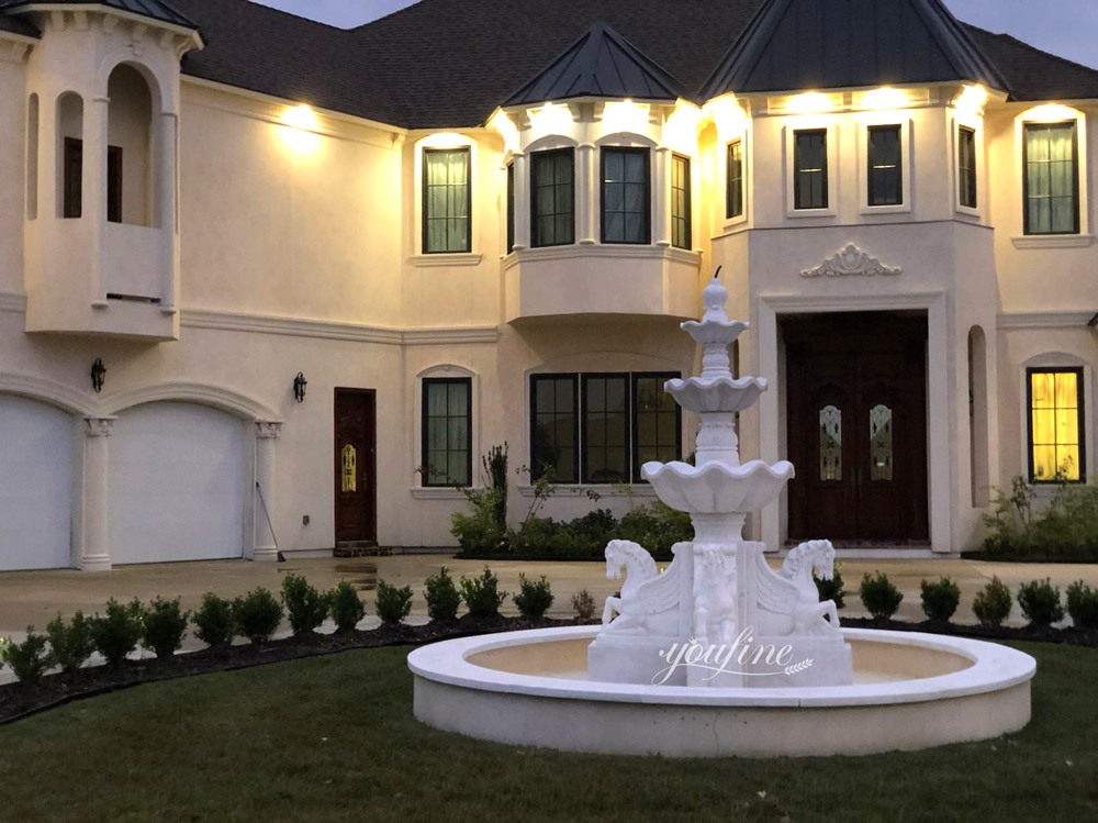 marble Horse statue fountains at European holiday estates