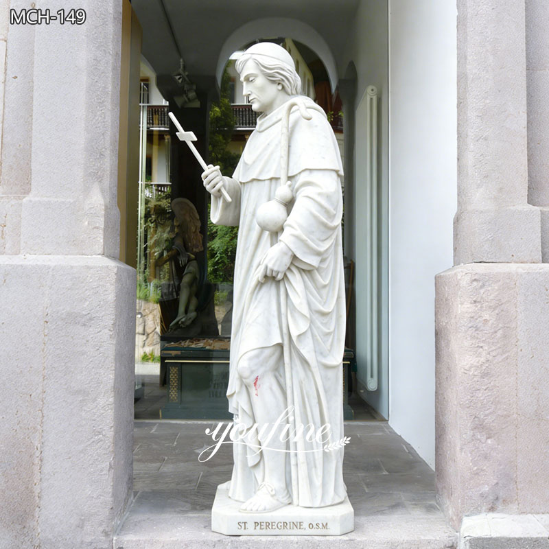 Religious St. Peregrine Marble Statue