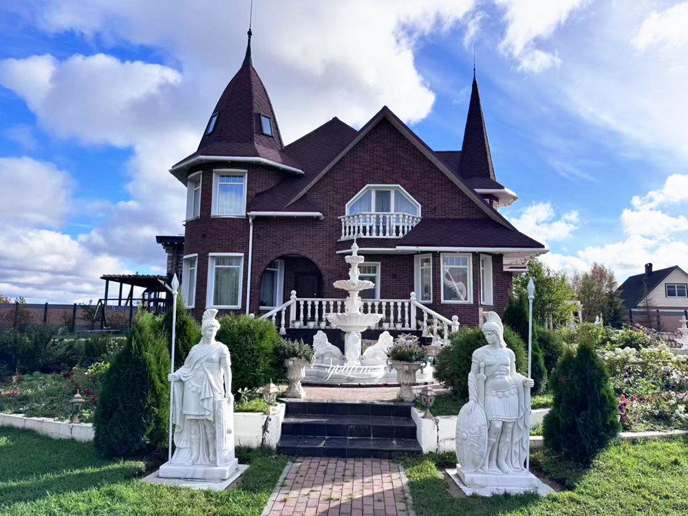 Russian marble lion fountain and Greek warrior sculpture feedback