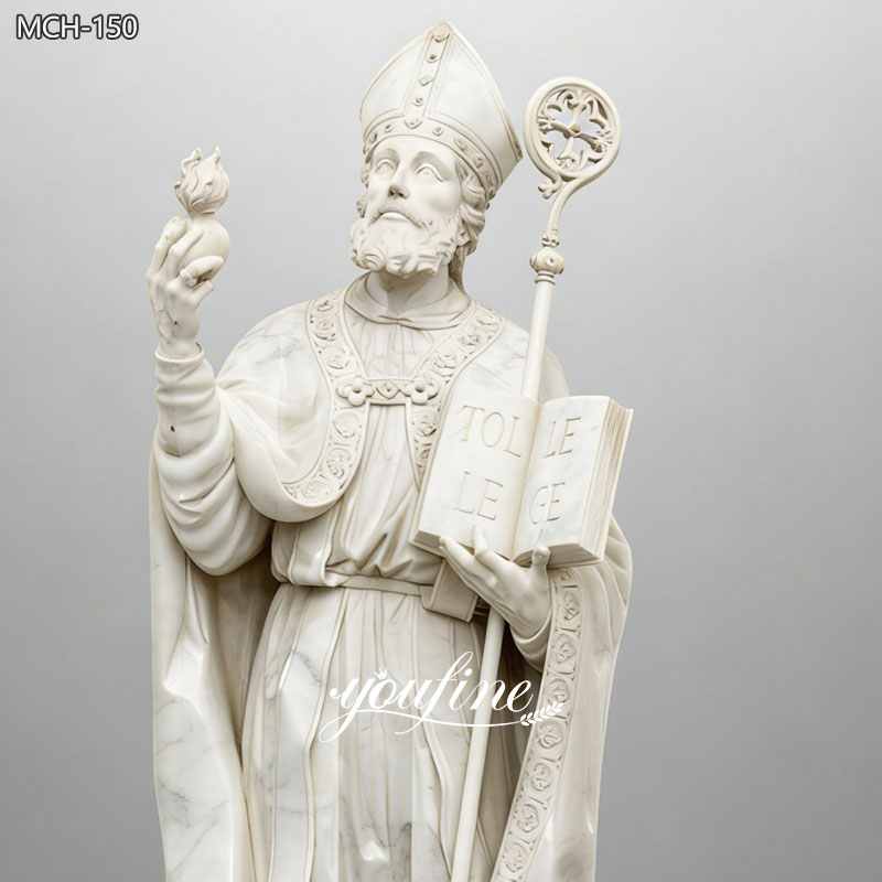 Details zur Marmorstatue des Heiligen Augustinus