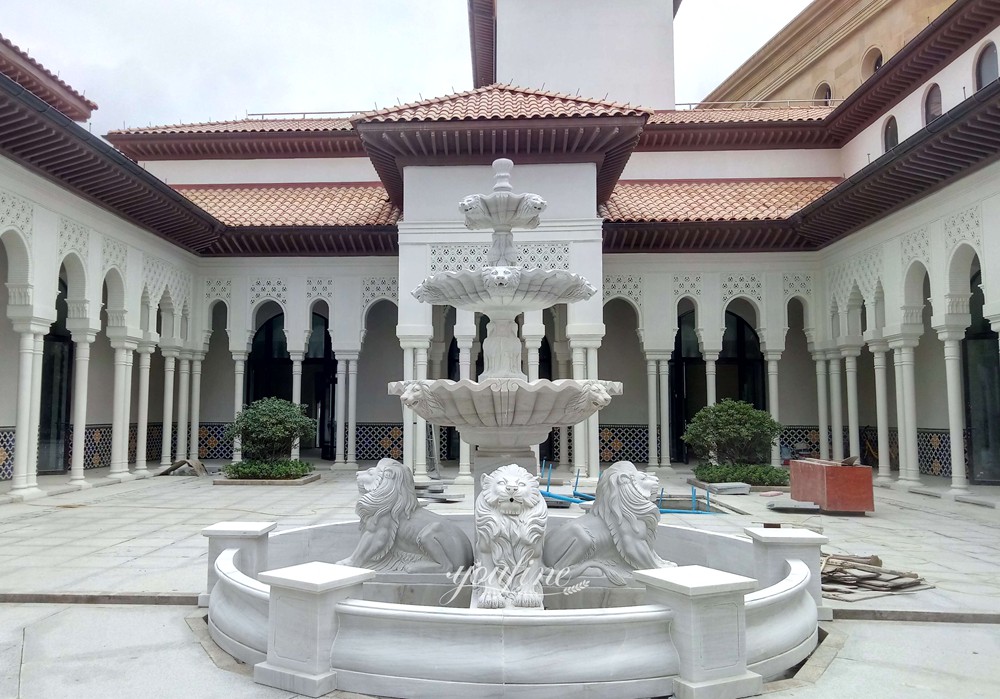 marble Sitting lion sculpture tiered fountains feedback