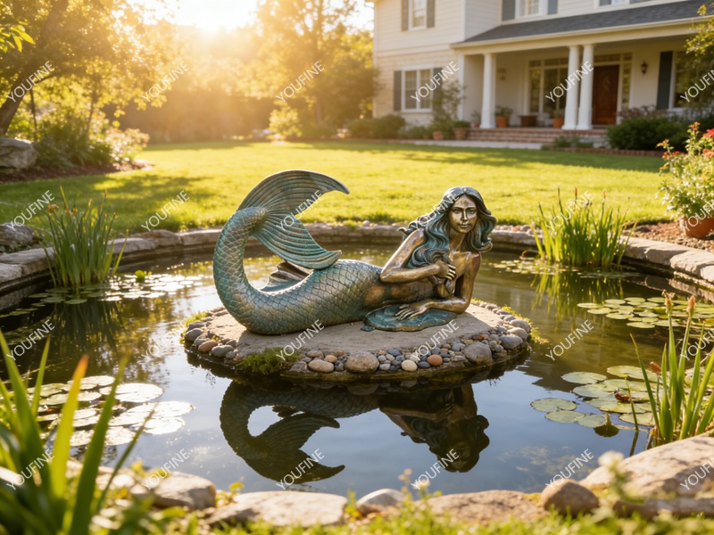 life size bronze Reclining mermaid sculpture