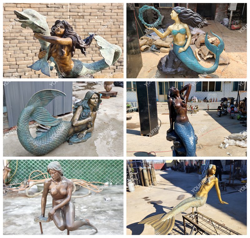high quality bronze mermaid statue in factory