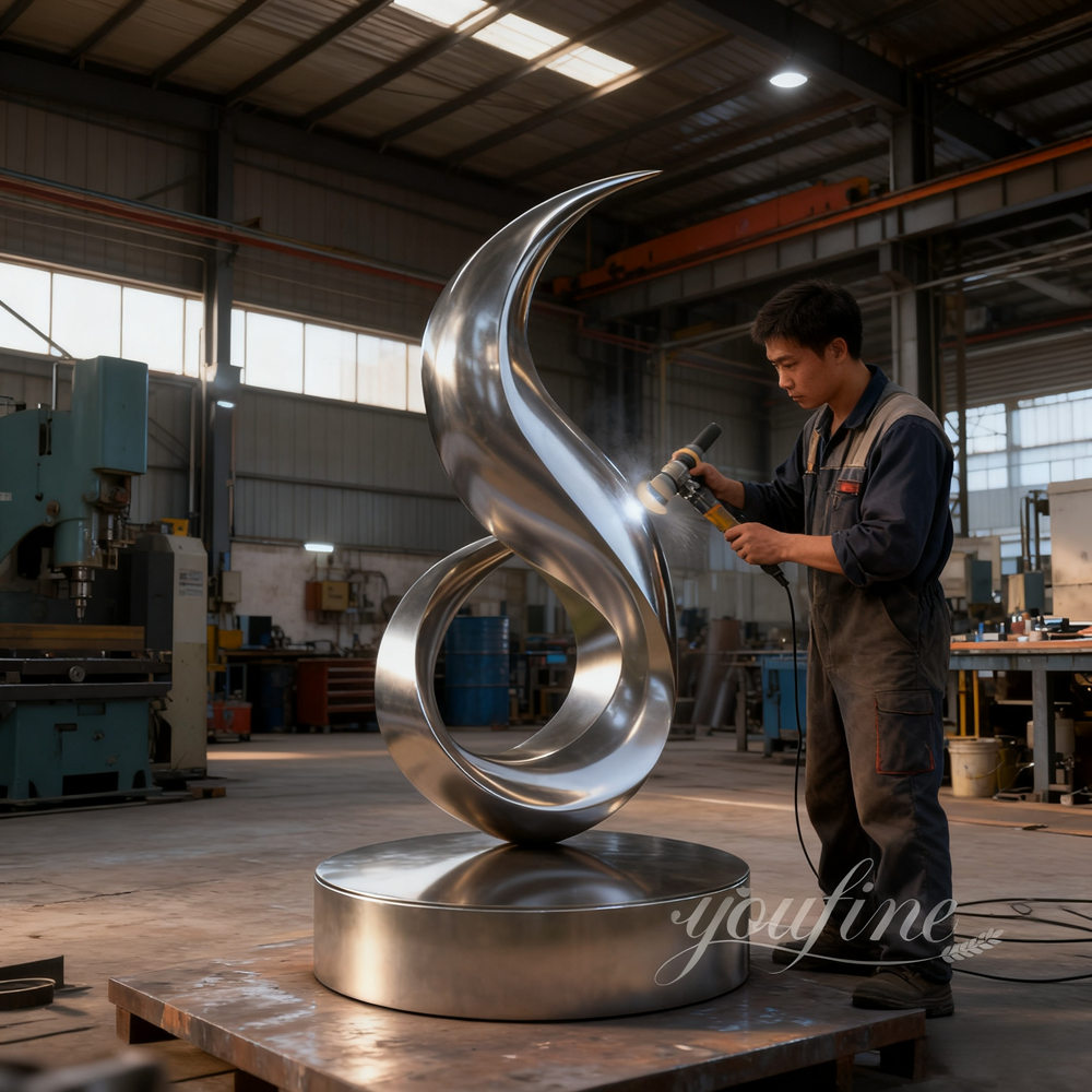 customized metal sculpture hand polishing process 