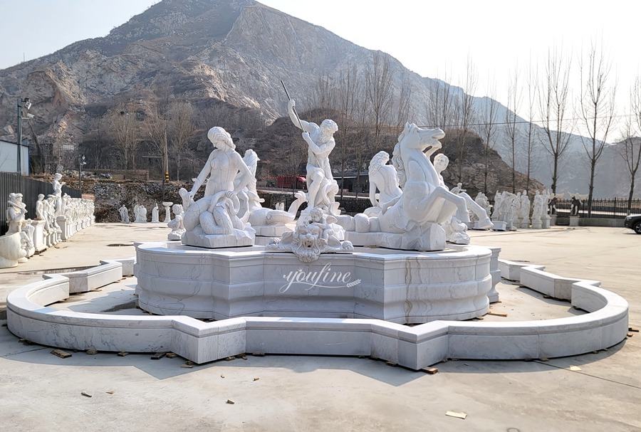 white garden Neptune Fountain