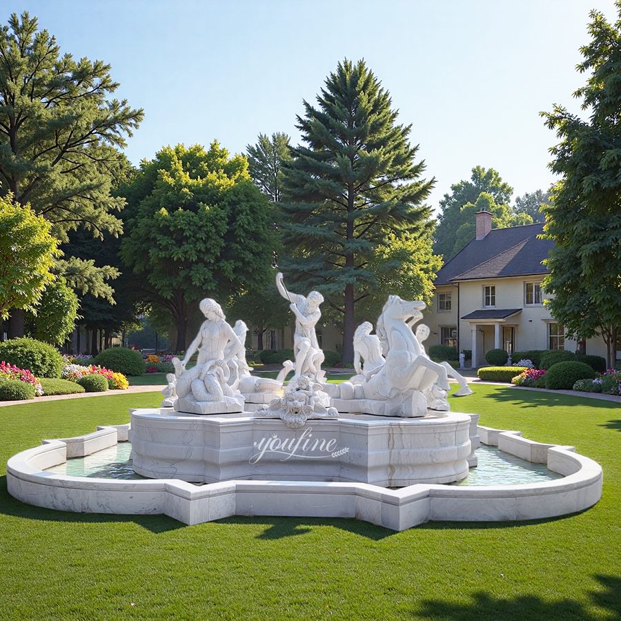 white garden marble Neptune Fountain
