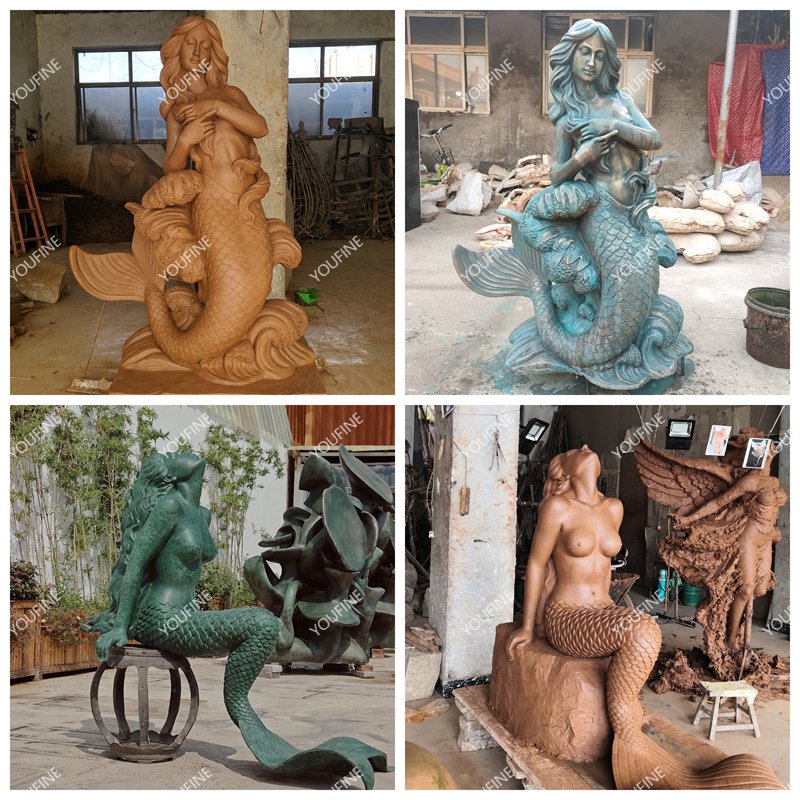 process of life size bronze mermaid