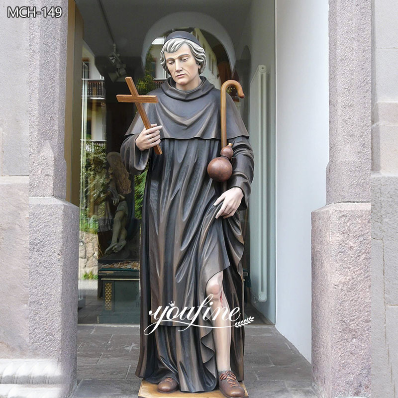 painted St. Peregrine Marble Statue 6 Feet