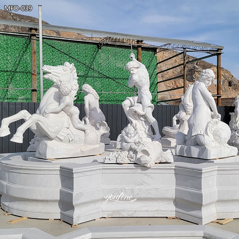 Details van de Poseidonfontein in Rome