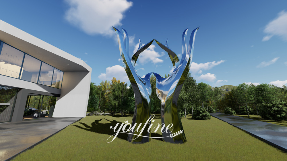 customized mirror polished hand sculpture